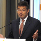 Imagen del ministro de Justicia, Rafael Catalá, durante su intervención en un desayuno informativo.