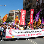La manifestació celebrada a Lleida l’1 de maig del 2019.