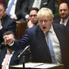 El primer ministro, Boris Johnson, ayer durante su alocución ante el Parlamento.