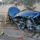El coche implicado en el accidente en la A-2 en Cervera.