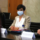 La ministra del govern espanyol Isabel Rodríguez, al Palau de la Generalitat a l'inici de la reunió de la Comissió Bilateral amb el Govern.