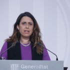 La portaveu del Govern, Patrícia Plaja, oferint la roda de premsa posterior a la reunió del Consell Executiu