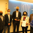 Moreno, Caufapé, Solé, Rodríguez y Gardeñes, ayer en la delegación de la Generalitat en Lleida. 