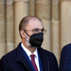 El president de l'Aragó, Javier Lambán, en una visita al Monestir de Sixena