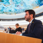 El president Pere Aragonès ayer durante la cumbre de la ONU.