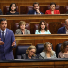 El presidente del Gobierno, Pedro Sánchez, interviene durante la sesión plenaria en el Congreso de los Diputados este miércoles.