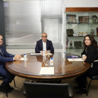 José Manuel Franco, Alejandro Blanco i Laura Vilagrà, ahir durant la reunió per firmar l’acord.