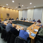 El consell d’alcaldes del Jussà d’ahir, en el qual van participar Puigneró i altres càrrecs de la Generalitat.