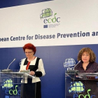La directora del Centre Europeu de Control i Prevenció de Malalties (ECDC, per les seues sigles en anglès), Andrea Ammon, en roda de premsa.