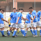 El Juvenil celebra uno de los seis goles que marcó ayer.