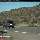 Imatge del vehicle que circulava a 193 km/h per la C-14, al terme de Vilanova de l'Aguda-