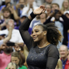 Serena Williams, visiblement emocionada després de jugar l’últim partit a l’Obert dels Estats Units.