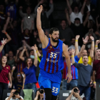 Nikola Mirotic, ahir en un gest d’eufòria després d’una cistella.