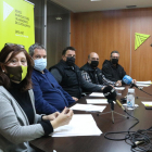 Responsables de JARC en la roda de premsa a la seu de l'organització agrària a Lleida