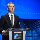 El secretari general de l'OTAN, Jens Stoltenberg, en una roda de premsa