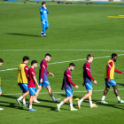 Jugadors del Barça, durant un entrenament.