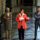 La alcaldesa de Barcelona, Ada Colau, compareció ayer junto a su abogada y miembros de su equipo.