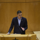 El president del Govern espanyol, Pedro Sánchez, intervé durant el debat monogràfic sobre la crisi energètica i el context econòmic al Senat.
