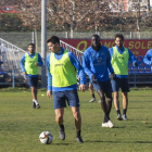La plantilla del Lleida Esportiu, el pasado viernes durante el entrenamiento.