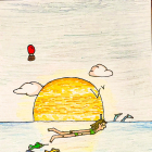 Un día de verano practicando snorkel en un mar lleno de peces de colores y con la puesta de sol de fondo.