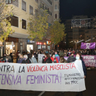 Imagen de una protesta contra la violencia machista en Lleida. 
