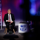 Joan Laporta, durante la entrevista que concedió el lunes a los medios del club.