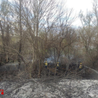 Incendio de vegetación junto al río Segre en la capital de la Noguera