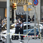 Imatge del desplegament policial al lloc de l’atemptat a la Rambla de Barcelona el 2017.