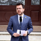 Pere Aragonès, ayer en una atención a medios de comunicación.