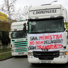 Dos camions durant l'anterior protesta de transportistes.