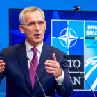 El secretario general de la OTAN, Jens Stoltenberg, en una rueda de prensa