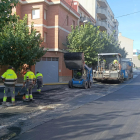 Los trabajos en una calle del barrio del Sol Ixent de Tàrrega.