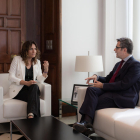La consellera Laura Vilagrà y el ministro Félix Bolaños, ayer reunidos en el Palau de la Generalitat.