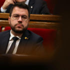El president del Govern, Pere Aragonès, durant el ple del Parlament