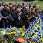 Funeral en Leópolis por un militar ucraniano muerto en combate.