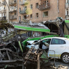 Una visión general de la destrucción en Kiev, la capital de Ucrania, tras un bombardeo ruso. 