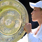 Elena Rybakina besa el Venus Rosewater de Wimbledon. 