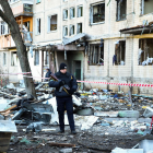 Un edifici destruït a Kíev.