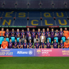 Un momento de la presentación, ayer en el Camp Nou, del equipo Barça Genuine.