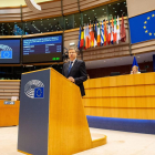 El vicepresidente económico de la Comisión Europea, Valdis Dombrovskis, en el Parlamento Europeo.