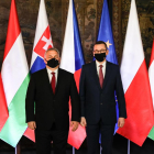 El primer ministre hongarès, Viktor Orbán, amb el mandatari de Polònia, Mateusz Morawiecki.