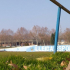 El camp d'entrenament del Lleida Esportiu, buit aquest dimecres al matí.