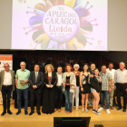 Els protagonistes de l’acte d’inauguració del XLI Aplec del Caragol a la sala Leandre Cristòfol de la Llotja de Lleida.