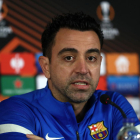 Xavi Hernández ayer en su comparecencia ante los medios.