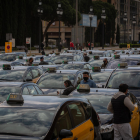 Taxistes protestant a Barcelona contra Uber el març del 2021.