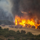 Imatge del foc del juny passat a Baldomar que va acabar arrasant 2.702 hectàrees.