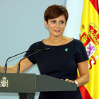 La portavoz del gobierno español, Isabel Rodríguez, en rueda de prensa después de la reunión entre Sánchez y Aragonès