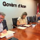Talarn, Vergés, Boya i Gràcia firmant ahir el conveni.