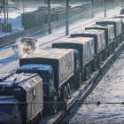 Imatge d’un comboi militar ferroviari rus en direcció a Bielorússia per a unes maniobres.