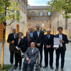 Leridanos galardonados, junto al delegado del Govern en Lleida, Bernat Solé.